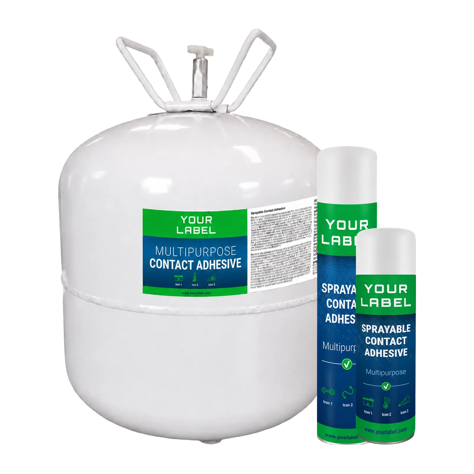 Heat-resistant spray adhesive in canister and aerosol.