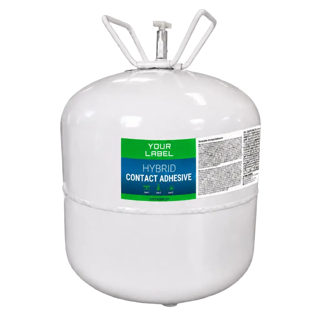 solvent free hybrid polymer spray adhesive canister