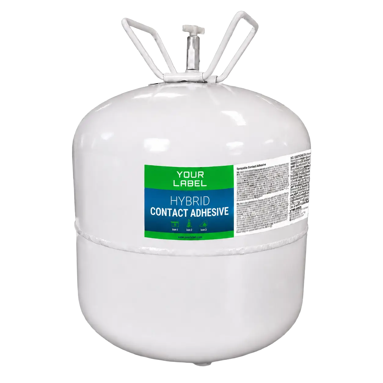 solvent free hybrid polymer spray adhesive canister